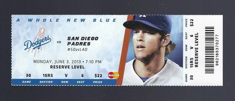 YASIEL PUIG MLB DEBUT - 2013 PADRES @ LOS ANGELES DODGERS FULL TICKET - June 3 Cover