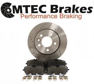 VW Amarok 3.0 TDi 12-21 Rear Drilled Grooved Brake Discs MTEC Brake Pads - Picture 1 of 10
