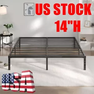 14 Inch Metal Platform Bed Frame Full King Queen Size Sturdy Steel Slat Support - Picture 1 of 32