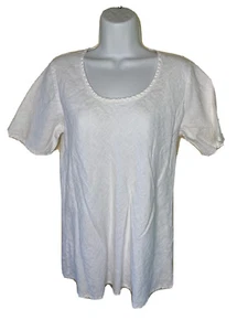 FLAX Women's Short Sleeve Scoop Neck 100%Linen Top S White - Picture 1 of 7