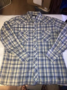 Wrangler Rancher Blue Western Pearl Button Snap XLT Plaid Shirt - Picture 1 of 6