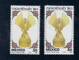 MEXICO "NAVIDAD 1980" PHOSPHORESCENCE ON 2 PAPER VAR SC#1217 (FL36)* - Picture 1 of 1