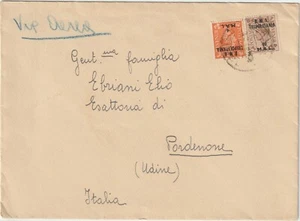 TRIPOLITANIA OCCUPAZIONE INGLESE M.A.L. 4, 10 SOVRASTAMPATI SU BUSTA X PORDENONE - Picture 1 of 2