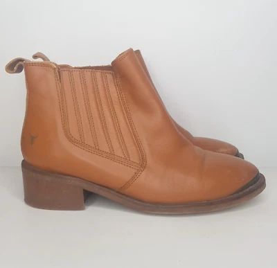 Botines Windsor Smith de cuero con tacón eletado para mujer talla 37 marrón tostado sin cordones Foto 1 de 4