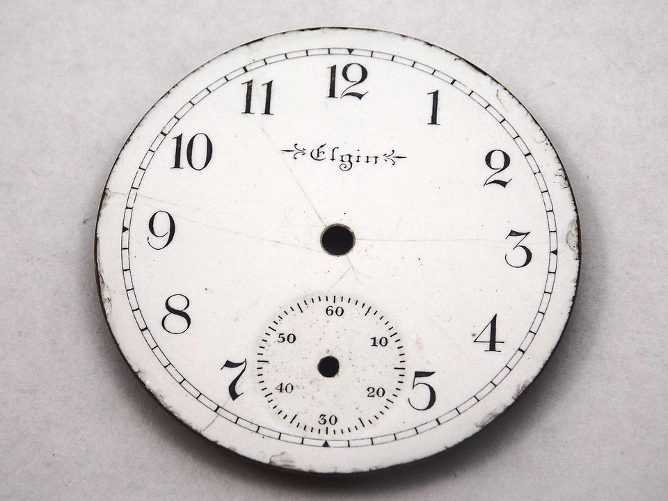 Reloj Elgin 34mm Dial para Relojes de Bolsillo Vintage Blanco Subesfera Marcadores Negros Nuevo de Lote Antiguo Foto 1 de 1