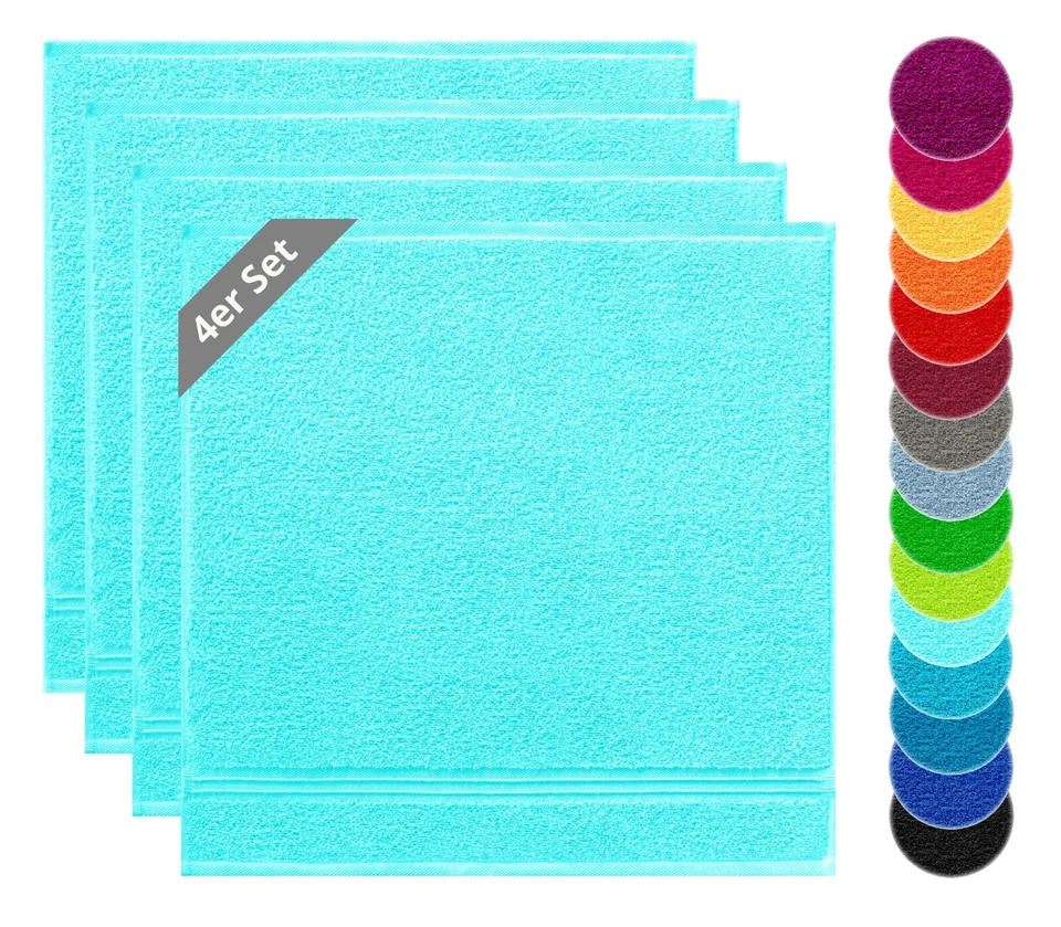 Küchenhandtücher Frottee 4er Set, Linz kleine Handtücher 50x50 cm 100% Baumwolle - Bild 1 von 1
