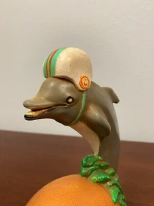Miami Gray Dolphins Mascot Statue 9 inch Porcelain Figurine w/ Helmet & Football - Picture 1 of 9