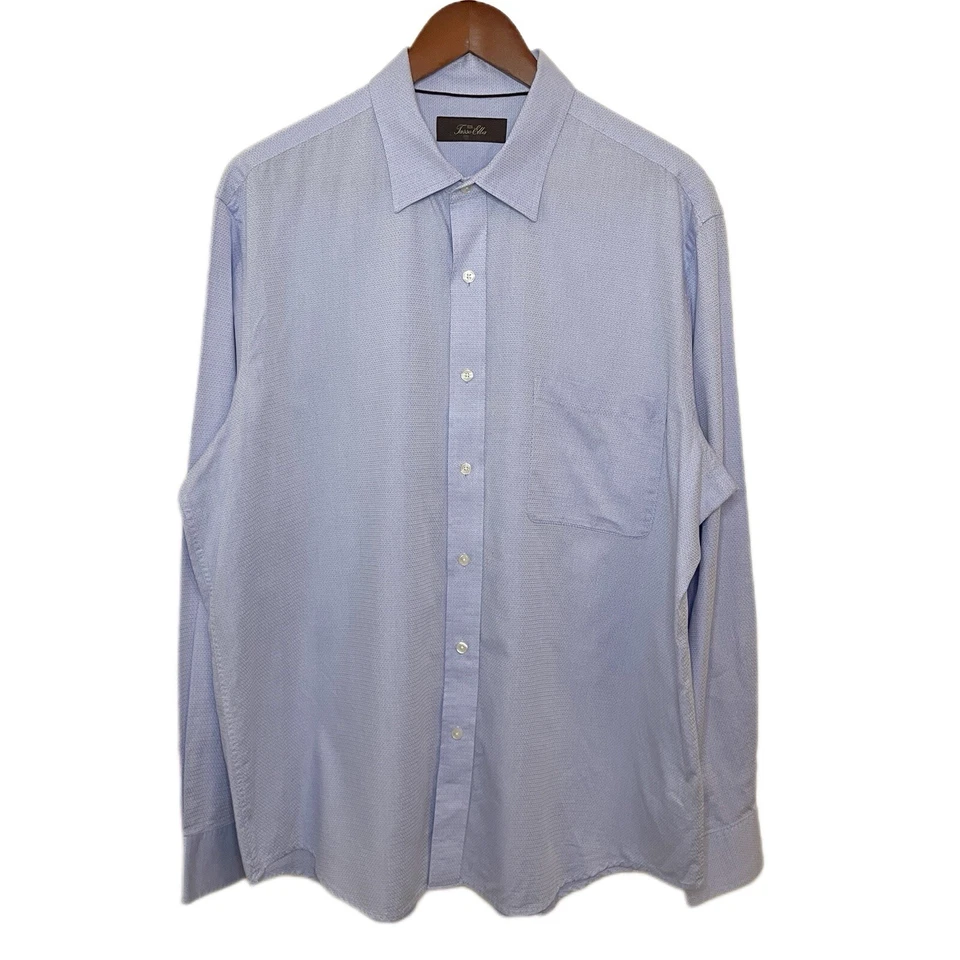 Camisa de vestir con botones para hombre TASSO ELBA manga larga azul blanco mini cuadros talla XL Foto 1 de 4
