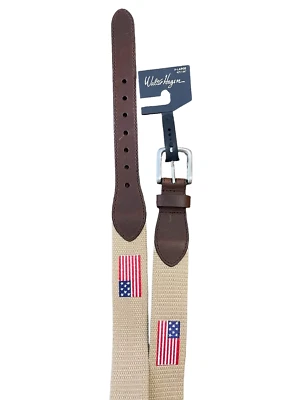 Cinturón Walter Hagen Original Lona Bordado Bandera Americana Caqui - Mediano Foto 1 de 2