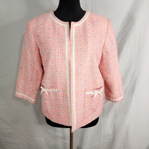 Vintage 80er Patchington Größe 8 zierlich rosa Boucle Tweed Ostern Kirche Abendessen Jacke - Bild 1 von 14