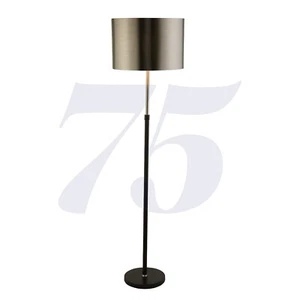 Black And Chrome Standard Free Standing Floor Lamp Brushed Black Chrome Shade - Picture 1 of 1