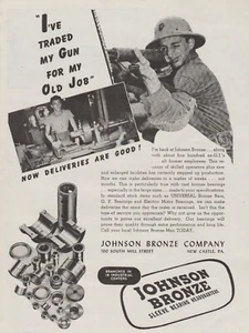 Rodamientos de manga Johnson Bronze Co 1946 - Ex soldado GI maquinista - Foto publicitaria impresa - Imagen 1 de 1