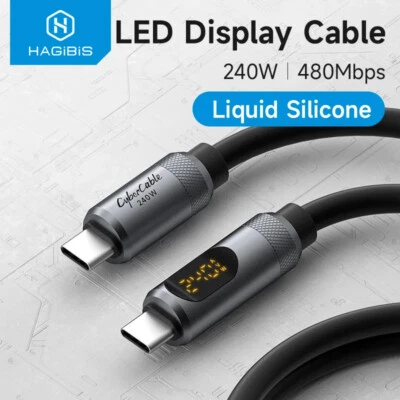 Hagibis LED Digital Display 240W USB C to USB C Fast Charger Cable PD 5A - Image 1 of 4