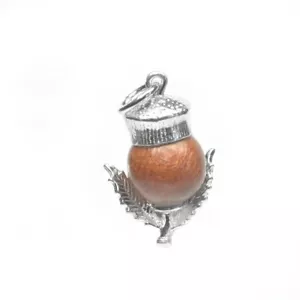 STERLINGSILBER LUCKY TOUCH WUD HOLZ SCHOTTISCHE DISTEL CHARM - Bild 1 von 4
