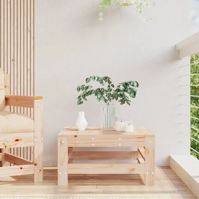 Footstool Solid Pine Natural 57.5x57.5x30 cm Outdoor Garden Rustic Slatted Small - Image 1 of 4