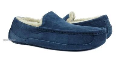 UGG Ascot New Navy Suede Fur Slippers Mens 12 (Fits size 11) -NIB- - Image 1 of 4