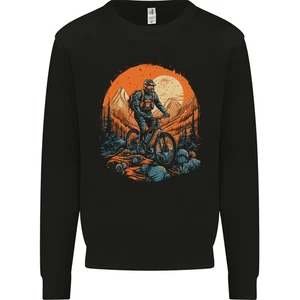 A Mountain Biker in the Wilderness Bike MTB Kids Sweatshirt Jumper - Picture 1 of 3