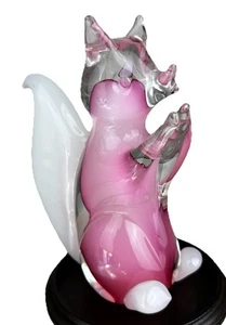 Murano Art Glass Pink And White Squirrel Vintage 6” Tall 1.9 Kg - Picture 1 of 11
