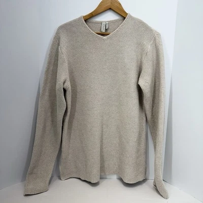 Sahalie 轻薄 V 领毛衣 XL 码燕麦片/米色棉混纺 — 第 1/4 张图片