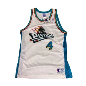 Vintage Champion Detroit Pistons Joe Dumars #4 Trikot XL handsigniert Neu mit Etikett - Bild 1 von 8