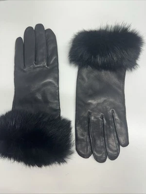Guantes de cuero genuino puños de piel sintética Grandoe negros para mujer talla M medianos Foto 1 de 4