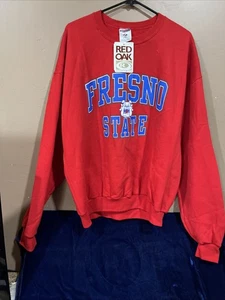 Vintage Fresno State Bulldogs Sweatshirt XL Red Jerzees 90s New Jerzees - Picture 1 of 5