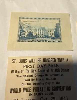Hoja volante de recuerdo de la Convención de San Luis 1941 1939 “Philatelic Truck” de Estados Unidos Foto 1 de 4