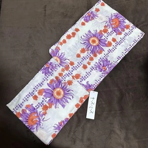 Kismith Women's Yukata White Floral Sunflowers Summer Festival Kimono Used - Picture 1 of 4