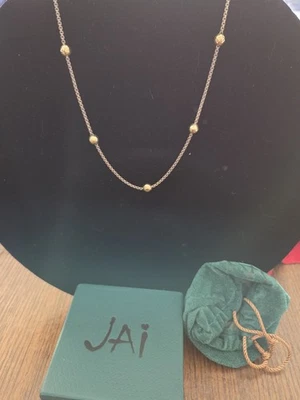 Collar de eslabones de caja redondeados de plata de ley con cuentas de oro John Hardy Jai Foto 1 de 4