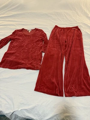 Pantalones Medianos Grandes Rojo 168 Vintage Años 80 Sonia Rykiel Terciopelo Terciopelo 2 Piezas Foto 1 de 4