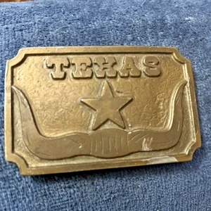 VINTAGE 1975 KOLEACO Dallas Texas Longhorn Lone Star Cowboy Brass Belt Buckle - Picture 1 of 2