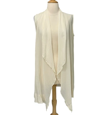 Cárdigan abierto 100 % seda Eileen Fisher System chaleco crema crepé talla S Foto 1 de 4