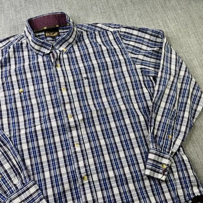 Camisa con botones King Ranch para hombre XL azul a cuadros manga larga vaquero occidental Foto 1 de 4