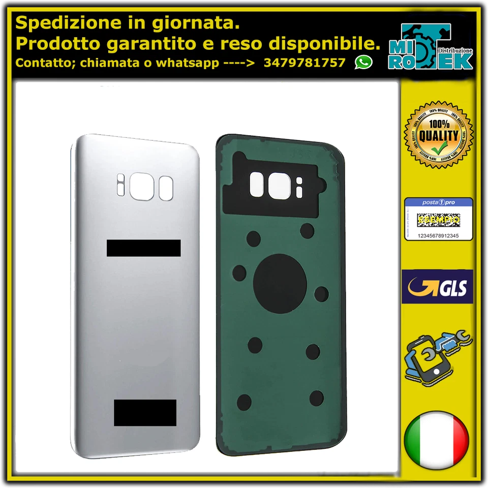 VETRO POSTERIORE SCOCCA PER SAMSUNG GALAXY S8+ PLUS COVER BACK ARGENTO SILVER - Immagine 1 di 1