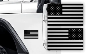 Silver USA AMERICAN FLAG Stickers | Decals Emblems JK JT TJ Truck SUV 4x4 Car - Picture 1 of 2