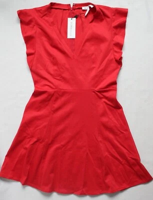 Vestido corto rojo jengibre BCBGeneration para mujer talla 10 manga acampanada cuello en V Foto 1 de 4