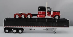 DCP 1/64 Red Black Tri-Axle Peterbilt 389 Wilson Tri-Axle Grain Trailer 60-1472 - Picture 1 of 6