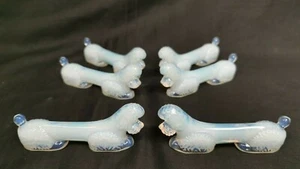 6er Set Messerhalter Pudel aus Opalglas Modell Sabino, Art Deco - Bild 1 von 4