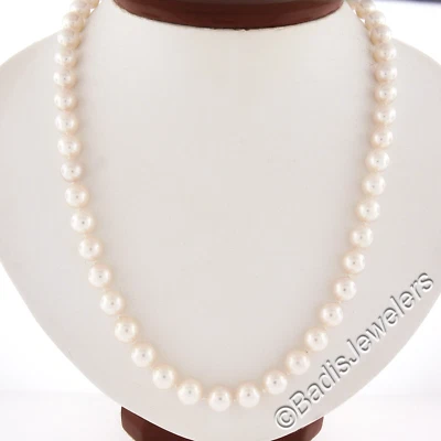 Juego de 2 collares intercambiables de perlas de 7,5-8 mm con cierre de diamantes de oro de 18 k Foto 1 de 4