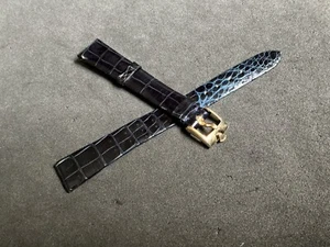 Auténtica correa de cuero negra para damas Rolex de 13 mm con hebilla Rolex original de 18 quilates - Imagen 1 de 8