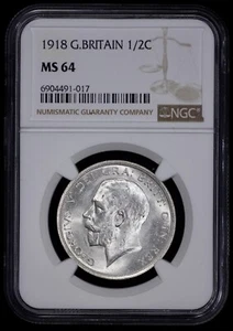1918 Great Britain 1/2C Half Crown NGC MS 64 - Picture 1 of 4