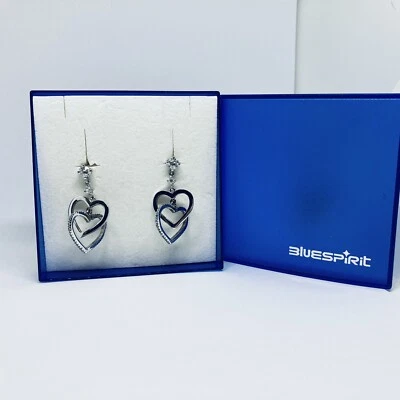 Orecchìni BLUESPIRIT a Doppio Cuore In Argento 925 E Zirconi - Immagine 1 di 4