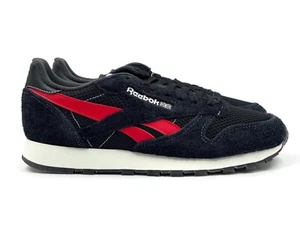 Reebok CL Leather Men’s Size 9.5 Casual Retro Running Shoe Black Fashion Sneaker - Picture 1 of 11