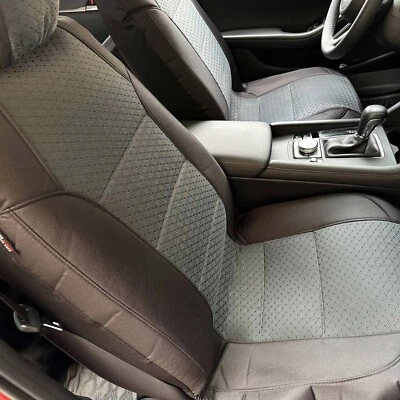 Juego de fundas de asiento delanteras Jacquard de lona impermeables negras para Hyundai Nexo Foto 1 de 4