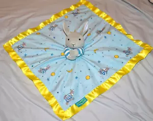 GOODNIGHT MOON Baby LOVEY Security Blanket RABBIT Blue & Yellow BUNNY - Picture 1 of 8