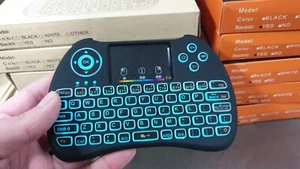 Backlit RGB Wireless Mini Keyboard 2.4G Remote Touchpad Mouse Android TV Box PS4 - Picture 1 of 4