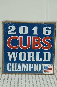 CHICAGO CUBS WORLD CHAMPS WOODEN SIGN 2016 MADE USA NEW IN SEALED PLASTIC - Picture 1 of 1