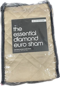 Bloomingdale's Essentials Diamond 200TC Cotton Sateen Pillow Sham - EURO - Taupe - Picture 1 of 3