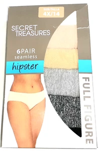Secret Treasures Hipster Full Figure 6 Pair Cotton Stretch Brief sz 4X - 14 NEW - Picture 1 of 4