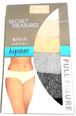 Figura Completa Secret Treasures Hipster 6 Pares Algodón Elástico Calzoncillos Talla 4X - 14 NUEVO Foto 1 de 4